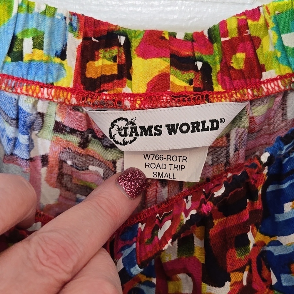 Jams WORLD ROAD Trip Pattern Color Boho Geometric Women Small Wide Leg Pantsππ - Picture 6 of 6